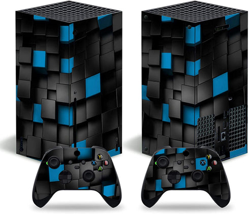 Xbox Series X Stickers Full Body Vinyl Skin Decal Protective Cover for Microsoft Xbox Series X Console and Controllers (Blue&Black Block)
