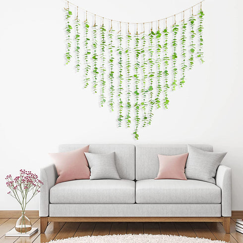 Eucalyptus Hanging Wall Decor Artificial Boho Decor Fake Eucalyptus Vine Decoration for Bathroom Bedroom Farmhouse Nursery House