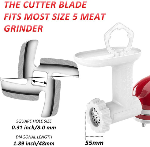 Meat Grinder Blade Food Grinding Blade Stainless Steel Knife Cutter Replacement for Size 5 Meat Grinder Stand Mixers Accessories (4)