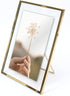 MIMOSA MOMENTS Gold Metal Floating Pressed Glass Picture Frame with Metal Easel, Photo Display for Desk (Gold, 4x6)
