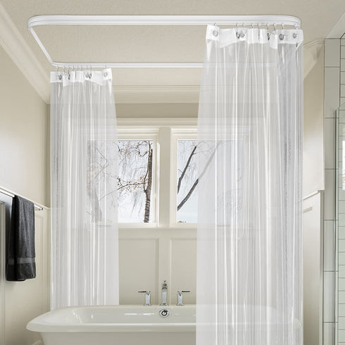 Refrze Ceiling Curtain Track, Curved Curtain Track Ceiling Mount, Room Divider Ceiling Track for Curtains, RV Curtain Track,Curtain Rail Ceiling Wall Mount for L Shape U Shape Bay Windows(8ft)