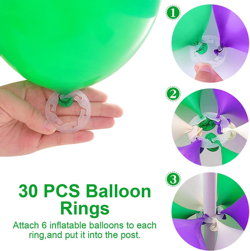 2 Set Balloon Column Stand Kit Base and Pole 65 inch Height + 30Pcs Balloon Rings, Balloon Tower Decoration for Birthday Party Wedding Party Event Decorations