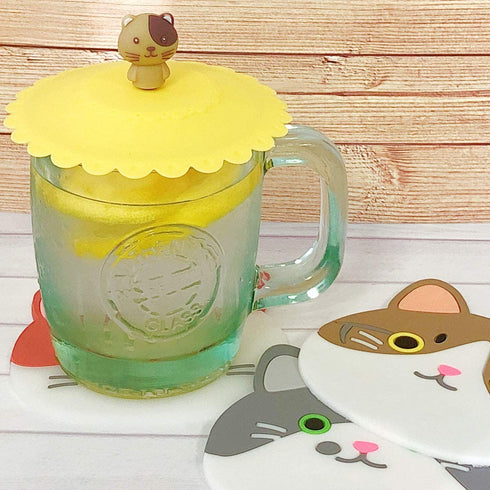 Wrapables Cute Animal Silicon Cup Lids, Anti-Dust Airtight Mug Covers for Hot and Cold Beverages (Set of 6)
