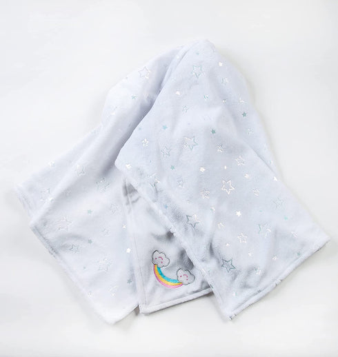 Tadpoles Tadpoles Rainbow Embroidered Double Layer Plush Baby Blanket
