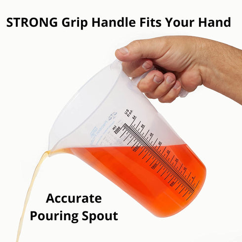 Half Gallon 64oz (2 quart) Measure Pitcher- Convenient Conversion Chart-Strong Food Grade - Great for Lawn, Pool and Spa Chemicals, Ag, Home Hobbies, Lye, Cooking, Shop Motor Oil and Fluids by Turnah