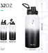 Elvira 32oz Vacuum Insulated Stainless Steel Water Bottle with Straw & Spout Lids, Double Wall Sweat-Proof BPA Free to Keep Beverages Cold for 24Hrs or Hot for 12Hrs