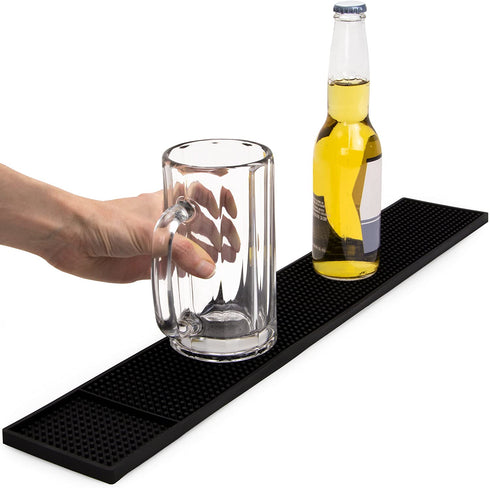 Rubber Bar Top Spill Mat (1) - 24" x 4" Heavy Duty Non-Slip Professional Bartender Accessories - Essential Business Supplies for Cocktail Drink Mixing, Industrial & Home Kitchen