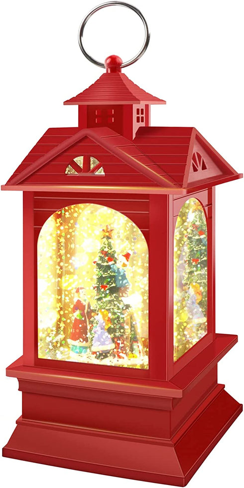 Christmas Water Glittering Snow Globe Lantern, Battery Powered Festival Ornament and Gifts for Adults and Children
