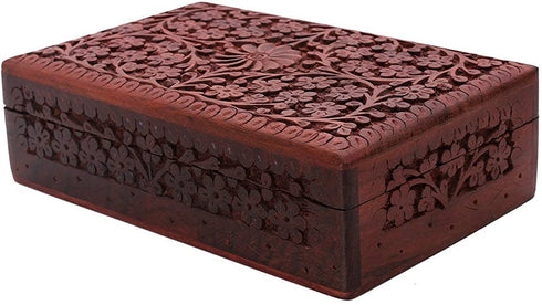 storeindya Wooden Jewelry Keepsake Trinket Storage Box Organizer Holder Handmade Box for Girl Women (Design1)