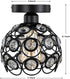 Semi Flush Mount Ceiling Light Fixture, Antique Black Metal Crystal Ceiling Lamp, Indoor Close to Ceiling Lighting Fixture for Bedroom Bathroom Foyer Hallway 1 Pack