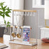 Jewelry Holder Stand, 3-Tier Necklace Hanging Wooden Ring Organizer Earring Tray, 8 Hooks Storage Necklaces, Bracelets, Rings and Watches on Desk Tabletop, White