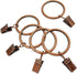 AMZSEVEN 100 PCS Metal Curtain Rings with Clips, Decorative Window Curtain Hangers Drapery Ring with Hooks Clip, 1.5 Inch Interior Diameter Eyelets, Antique Copper