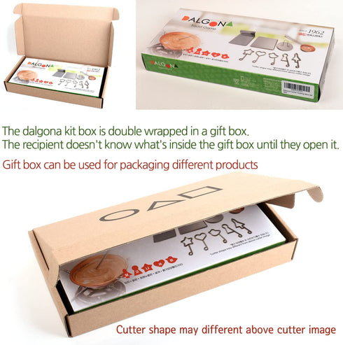 Korean Dalgona Sugar Candy Making Tools Stainless Cooking 9 pcs Set Mold Press with Gift Box