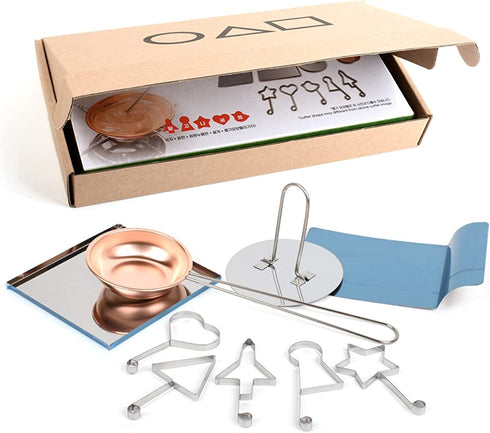 Korean Dalgona Sugar Candy Making Tools Stainless Cooking 9 pcs Set Mold Press with Gift Box