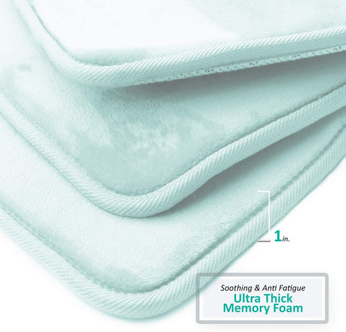 Clara Clark Bathroom Rugs, Ultra Soft Plush Bath Mat for Bathroom, Non-Slip, Velvet Memory Foam Bath Rugs, 20 x 32, Solid Aqua Light Blue