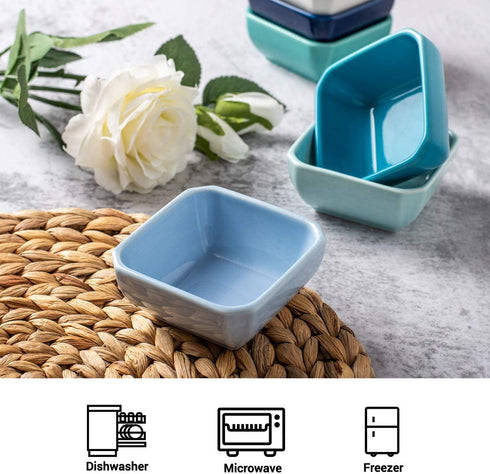Delling 3 Oz Ceramic Dip/Dipping Bowls Set - Dipping Soy Sauce Bowl/Dishes Small Sauce Bowls Cups for Sushi Tomato Sauce, Soy, BBQ-Chip and Serving Bowl Set - Set of 6,Colorful