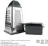 Tovolo Box Grater, Stainless Steel with 4 Sides Best for Parmesan Cheese, Vegetables, Ginger, Nuts with Detachable Storage Container One Charcoal