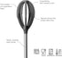 Tovolo Better Tool Silicone-Coated Quick-Mix Spatula Whisk Scraping Bowls Clean, Batter Hand Mixer & Cooking Utensil, BPA-Free & Dishwasher-Safe, 1 EA, Charcoal