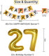 NANINUNENO 27th Gold Birthday Decorations,Gold Black Silver Happy Birthday Balloons Supplies for Boy Men Girl Women,27 Birthday Party Set with27 Gold Number Balloons Happy Birthday Banner and Whiskey Bottle Balloons