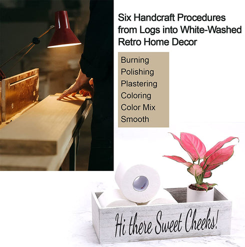 CuffUp Bathroom Decor Box,2 Sides of Funny Signs Farmhouse Bathroom Decor Toilet Paper Holder Rustic Farmhouse Home Decor for Livingroom Kitchen,Counter Table Decor (One Box)
