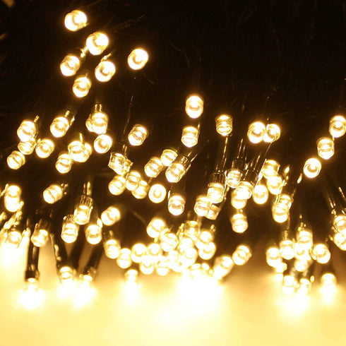BHCLIGHT Super-Long 105FT 300 LED Solar String Lights Outdoor, Waterproof Solar Christmas Lights Outdoor with 8 Lighting Modes, Green Wire Solar Tree Lights for Patio, Garden, Party (Warm White)