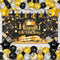 Birthday Decorations for Him 78 pcs Black and Gold Birthday Party Decoration for Men Boys Kids with Happy Birthday Backdrop Banner Balloons Star Foil Balloons Hanging Tassels