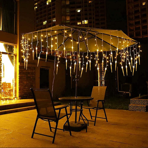 Icicle Christmas Lights, 29.5ft 360 LED Connectable Icicle String Lights with 60 Drops, Window Curtain Fairy Lights with 8 Modes, Icicle Fairy Twinkle Lights for Christmas Decorations (Warm White)