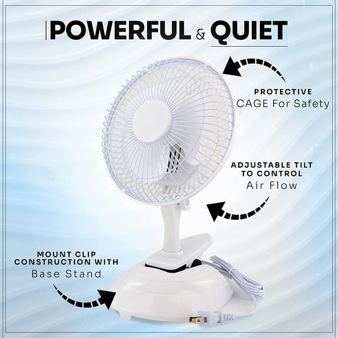 Ram-Pro Personal Clip on Fan Cooling Portable Mini Desk Fan with Two Quiet Speeds Perfect for Home, Baby Strollers, Office Table Tops