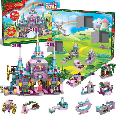 JOYIN 2021 Christmas Advent Calendar 12 Days Countdown Girls Calendar with Princess Castle Building Blocks Toys for Kids Girls STEM Building Toys