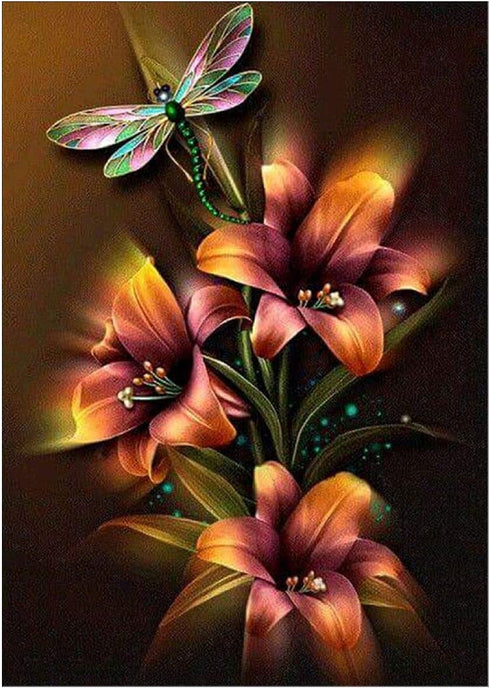 CANDYL DIY Oil Painting Paint by Number Kit for Kids Adults Students Beginner Diy Canvas Painting by Numbers Acrylic Oil Painting Arts Craft for Home Wall Decoration Lily Flower Dragonfly 16x20 Inch