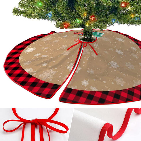 Christmas Tree Skirt Red Buffalo Plaid Xmas Tree Skirt wirh Red Truck for Merry Christmas Xmas Holiday Party Decorations 48 Inch