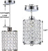 Cuaulans 1 Pack Modern Chrome Crystal Ceiling Pendant Light Fixture, Adjustable Pendant Lighting for Kitchen Island Window Dining Room Bedroom