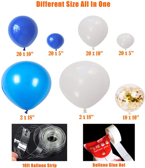 Oopat DIY Royal Blue Balloon Garland Kit for Royal Prince Baby Shower Wedding Graduation Boys First Birthday Party Centerpiece Backdrop Party Decoration