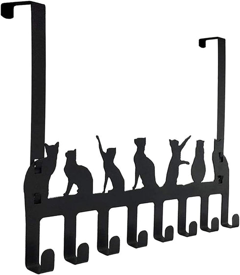 Wintek Over the Door Hook Hanger, Heavy Duty Organizer Rack for Towel, Hat,Hoodies,Coat , Cloth,Bag - 8 Hooks (Black)