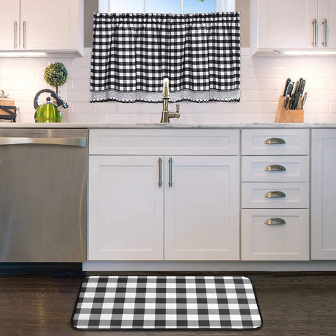 Sweet Home Collection Kitchen Floor Mat Memory Foam Anti Fatigue Durable Non Skid Rug for Long Standing Comforter, 30" x 18", Buffalo Check Black/White