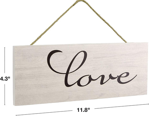 EXCELLO GLOBAL PRODUCTS Hanging Home Decor Sign with Sawtooth Hook and Jute Hanging Rope (Grateful, Love, Believe, Thankful, Faith, Blessed)