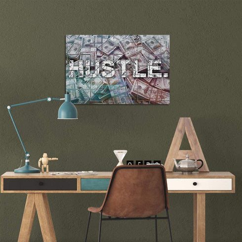 Motivational Hustle Wall Art Inspirational Entrepreneur Quotes Office Decor Canvas Painting Inspiring Poster Pictures Prints Framed Artwork Office Living Room Decorations Wall Decor - 12"Hx18"W