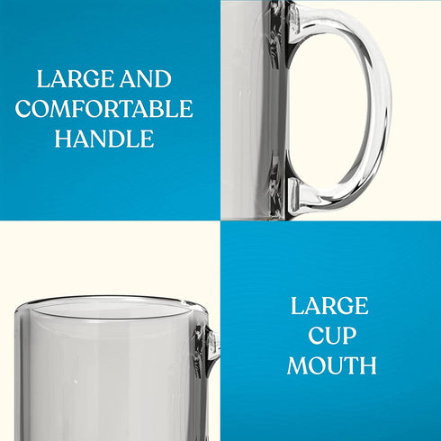 Libbey Clear Glass Coffee Mugs | 13oz Crystal Cups | Mugs for Latte and Hot Beverages