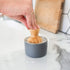 Full Circle Bubble Up Ceramic Soap Dispenser & Bamboo Dish Brush, White/Gray
