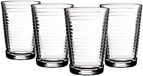Juice Glasses 7 oz. Set Of 4 Glass Cups By Home Essentials and Beyond Beverage Water Tumblers for Juice, Whiskey, Cocktails, Iced Tea. Dishwasher safe.