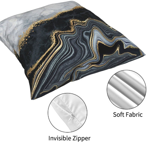 Ansoela Gold and Black Grey Throw Pillow Covers Set of 4 Marble Texture Decor Pillow Cases 18x18 Square Cushion Cover Home Couch Sofa Decorative