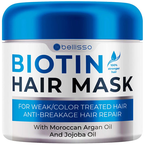 BELLISSO Biotin Hair Mask ?with? Argan Oil ?for? Dry Damaged Hair - Deep Conditioner Treatment - Split End Moisturizer, Hydrating Conditioning Product