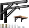 KOOTANS 16 Inch Folding Shelf Brackets, Heavy Duty Wall Mounted Metal Collapsible Shelf Bracket for Bench Table Workbench Supports Space Saving DIY Bracket, Max Load 220LB/100KG, Pack of 2 with Screws