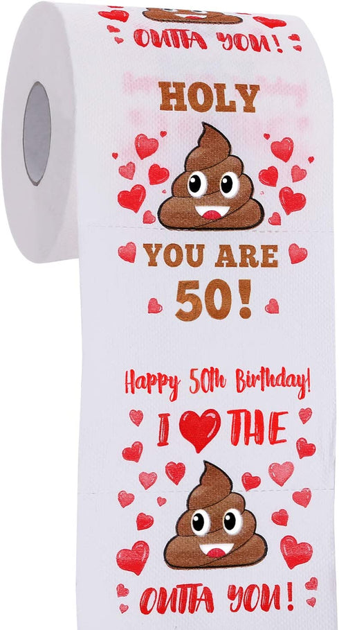 50th Birthday Gifts for Men and Women - Happy Prank Toilet Paper - 50th Birthday Decorations for Him, Her - Party Supplies Favors Ideas - Funny Gag Gifts, Novelty Bday Present for Friends, Family