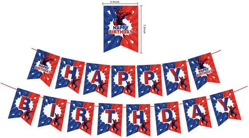 Spiderman Party Decorations Favors Birthday Spiderman Happy Birthday Banner, Foil Latex Balloons, Cupcake Toppers, Stickers - Avengers Superhero Birthday Party Supplies
