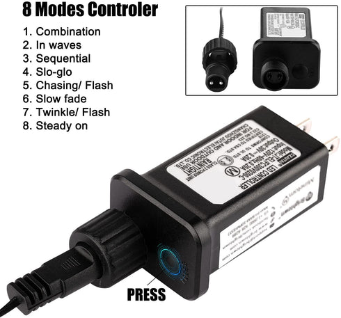 Minetom Halloween String Lights Outdoor, 33Feet 100 LED Waterproof Christmas Lights with 8 Lighting Modes for Halloween Garden Party Christmas Xmas Tree Lights Decor(Purple)