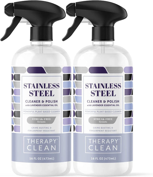 Therapy Stainless Steel Cleaner & Polish - 16 ounces (2 Pack) - Non-Toxic Fingerprint Removal and Leaves a Shine for Refrigerator Sink Grill