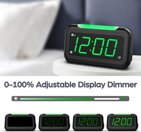 HOUSBAY Digital Alarm Clock for Bedrooms - 5 Large LED Screen with 0-100% Dimmer, 7 Color Night Light, Easy to Set, USB Charger, Battery Backup, Plug-in Clock for Kids, Teens, Boys, Girls