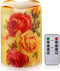 Flameless Candle Flickering Rustic Roses Battery Operated LED Candle Real Wax Pillar with Remote Timer, Home Decor Dripless Flower Candle