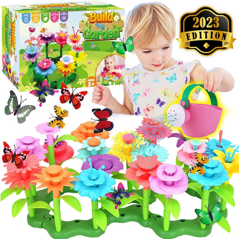 Innorock Flower Garden Building Toy Set for 3, 4, 5, 6, 7 Year Old Girls - STEM Toys for Educational Activity - Flower Stacking Toys, Preschool Learning Activity, Toddler Girl Toys, Gifts for Girls